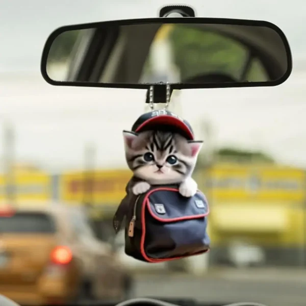 Pingente Decorativo em Formato de Gato – Enfeite para Retrovisor, Estante ou Árvore de Natal