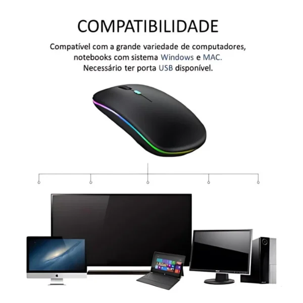 Mouse Wireless Recarregável Led Rgb 2.4 Ghz Sem Fio - Imagem 3